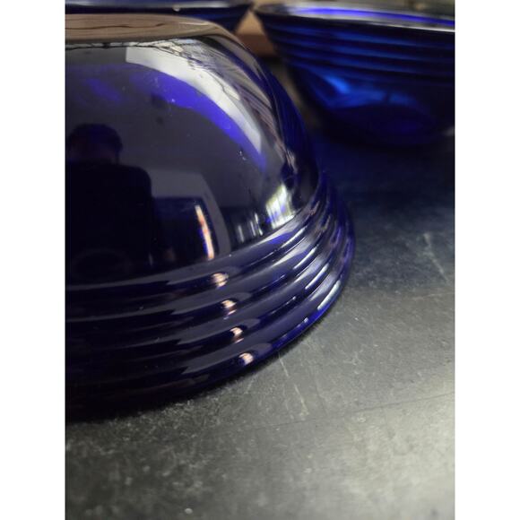 Bormioli Rocco Forum Saphir Cobalt Blue Ribbed Glass Bowls Set of 4 – 5.5" - Picture 7 of 7